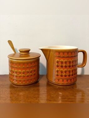 Hornsea England Saffron Vintage MCM 1970s Collectible Cream and Sugar Set